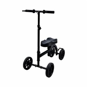 Lightweight Steel Knee Walker with 8-inch Solid Wheels featuring 8 inch solid wheel knee scooter; suited to designed for users with one injured lower. | 4 Wheel Rollator view of Lightweight Steel Knee Walker with 8-inch Solid Wheels