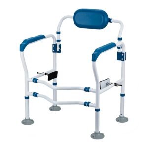 136 kg Adjustable Stainless-steel Toilet Frame with Rotating Backrest featuring 136 kg stainless toilet frame; suited to Key functions and design. | Toilet safety rails frame view of 136 kg Adjustable Stainless-steel Toilet Frame with Rotating Backrest
