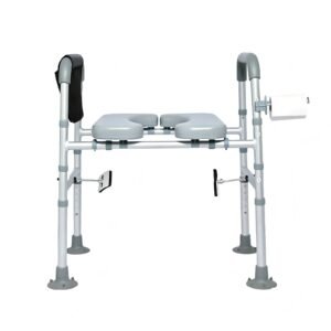 Multifunction Raised Toilet Safety Chair featuring adjustable aluminum toilet aid; suited to home toilet raising
