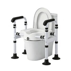 150 kg Adjustable Raised Toilet Seat with Safety Arms featuring 150 kg raised toilet seat; suited to Key functions and design features include. | Adjustable toilet safety rails view of 150 kg Adjustable Raised Toilet Seat with Safety Arms
