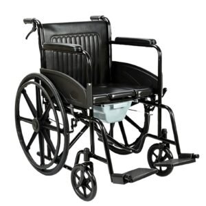 Basic Folding Commode Manual Wheelchair featuring folding wheelchair and mobility aid; suited to basic home care