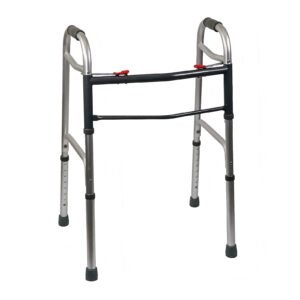 100 kg Double-latch Folding Walker with Optional Wheels and Tray featuring 100 kg double latch walker; suited to Key functions and design features. | Aluminum Dual Buckle Wheeled Walker view of 100 kg Double-latch Folding Walker with Optional Wheels and Tray