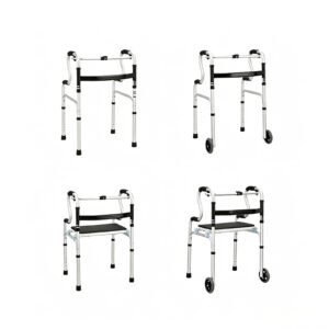 Lightweight Folding Aluminum Walker and Toilet Safety Frame featuring lightweight folding walker; suited to rising and walking in bedrooms