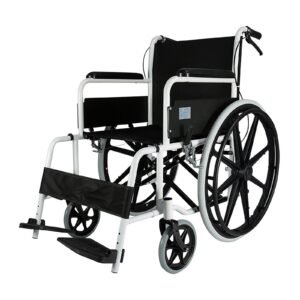 Economy Folding High-carbon-steel Wheelchair featuring manual wheelchair and mobility aid; suited to older adults