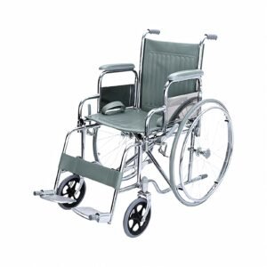 Folding Steel Manual Wheelchair with Solid Wheels featuring folding wheelchair and mobility aid; suited to home elder care
