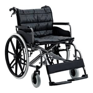 Steel Folding Functional Manual Wheelchair featuring folding wheelchair and mobility aid; suited to indoor home mobility