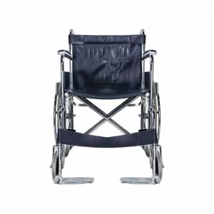 Folding Steel Safety Wheelchair with Anti-tip Support featuring manual wheelchair; suited to older adults