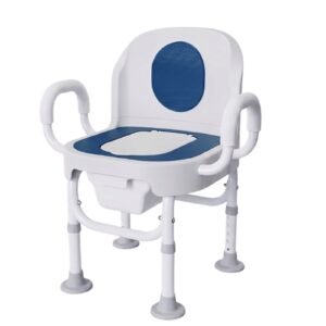 Sturdy Commode Chair featuring aluminum commode chair and height adjustable commode chair; suited to suitable for bariatric elder care. | Height adjustable commode chair view of Sturdy Commode Chair