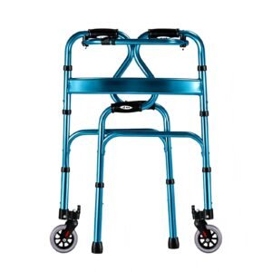 Folding Aluminum Walker with Directional/Swivel Wheels featuring directional swivel wheel walker; suited to home rehabilitation