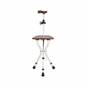Adjustable Folding Aluminum Tripod Cane Seat featuring folding tripod cane seat; suited to older adults and outdoor users who need. | Aluminum crutches view of Adjustable Folding Aluminum Tripod Cane Seat