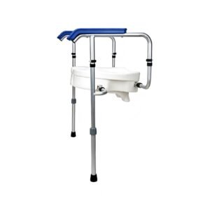 Adjustable Aluminum Over-toilet Frame with Removable Raised Seat featuring adjustable aluminum toilet frame; suited to older adults