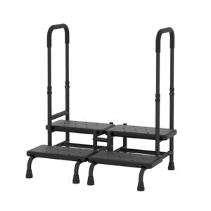 Dual-handrail Two-step Bedside Stool featuring medical step stool and bedside step stool; suited to high beds