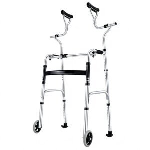 Heavy-duty Aluminum Axillary Standing Walker with Wheels featuring heavy duty axillary walker; suited to upright indoor walking