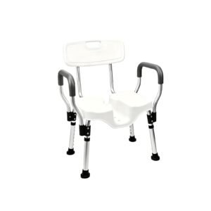 125 kg Cross-braced U-shaped Aluminum Shower Chair featuring u shaped shower chair; suited to Key functions and design features include. | Aluminum shower chair highlighting u shaped shower chair and cross braced bath chair; suited to Key functions and design features include. | Shower chair with back and handles view of 125 kg Cross-braced U-shaped Aluminum Shower Chair