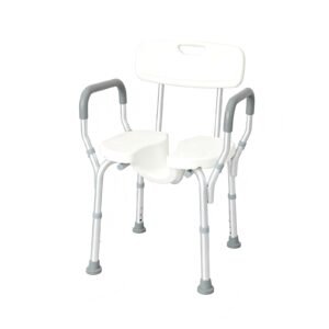 100 kg U-shaped Shower Chair with Removable Armrests and Backrest featuring removable armrest bath chair; suited to Key functions and design features. | Aluminum shower chair view of 100 kg U-shaped Shower Chair with Removable Armrests and Backrest