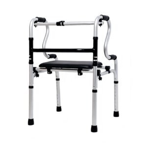 Lightweight Folding Multifunction Commode Walker featuring 74 92 cm adjustable aluminum aid; suited to home gait rehabilitation