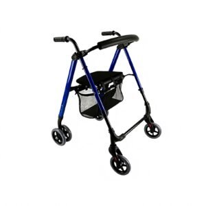 136 kg Folding Aluminum Rollator with Double Rear Wheels featuring 136 kg aluminum rollator; suited to Key functions and design features include. | Four Wheel Mobility Pushcart view of 136 kg Folding Aluminum Rollator with Double Rear Wheels