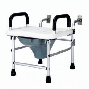 Wall-mounted Folding Commode Chair featuring adjustable commode chair and bathroom commode chair; suited to suitable for older residential bathroom. | Adjustable commode chair view of Wall-mounted Folding Commode Chair