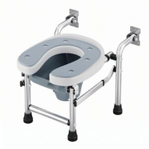 Wall-mounted Toilet Frame featuring adjustable commode chair and bathroom commode chair; suited to suitable for older compact bathrooms