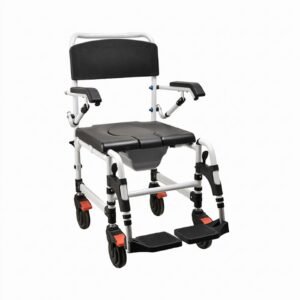 Waterproof Wheeled Commode Chair featuring bathroom commode chair and lightweight commode chair; suited to suitable for age-friendly home upgrades. | Bathroom commode chair view of Waterproof Wheeled Commode Chair