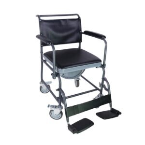 Wheelchair Commode featuring bathroom commode chair and lightweight commode chair; suited to suitable for indoor transfers for older. | Lightweight commode chair view of Wheelchair Commode