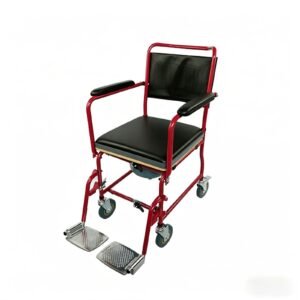 Wheeled Commode with Detachable Leg Rest featuring aluminum commode chair; suited to suitable for bedside toileting