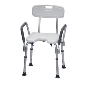 135 kg Wide-arm Aluminum Shower Chair with Optional U-shaped Seat featuring shower chair with arms; suited to Key functions and design features include. | Shower chair with back view of 135 kg Wide-arm Aluminum Shower Chair with Optional U-shaped Seat