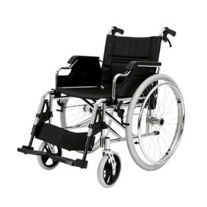 Extra-wide Folding Aluminum Manual Wheelchair featuring folding wheelchair and mobility aid; suited to home elder care