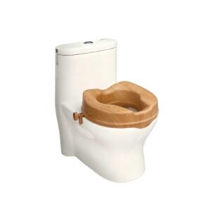 Wood-grain Tool-free Raised Toilet Seat featuring pp toilet seat riser and tool free toilet riser; suited to home bathrooms